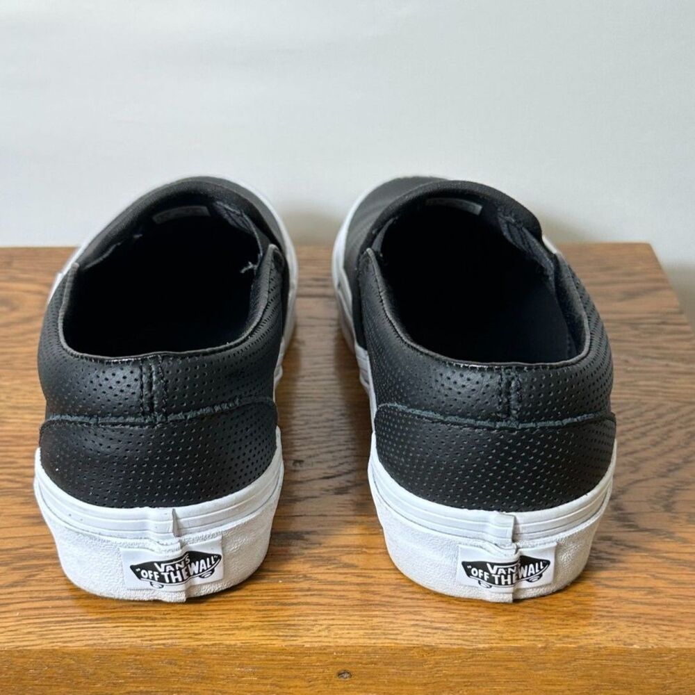 VANS Classic Slip-On Shoes Black Perforated Leather Women's Size 8 - Picture 5 of 6